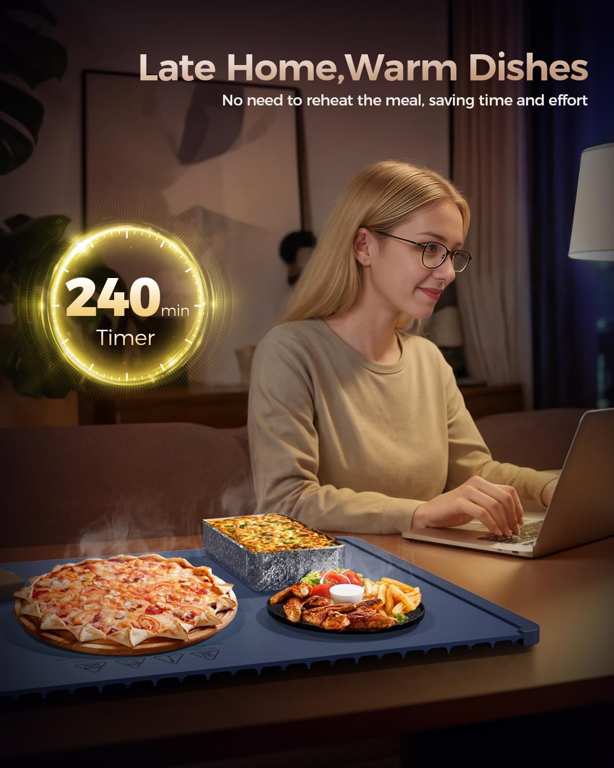 Electric Warming Tray with 7 Adjustable Temperature