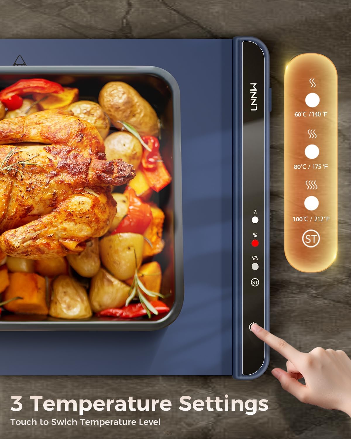 Electric Warming Tray with 7 Adjustable Temperature
