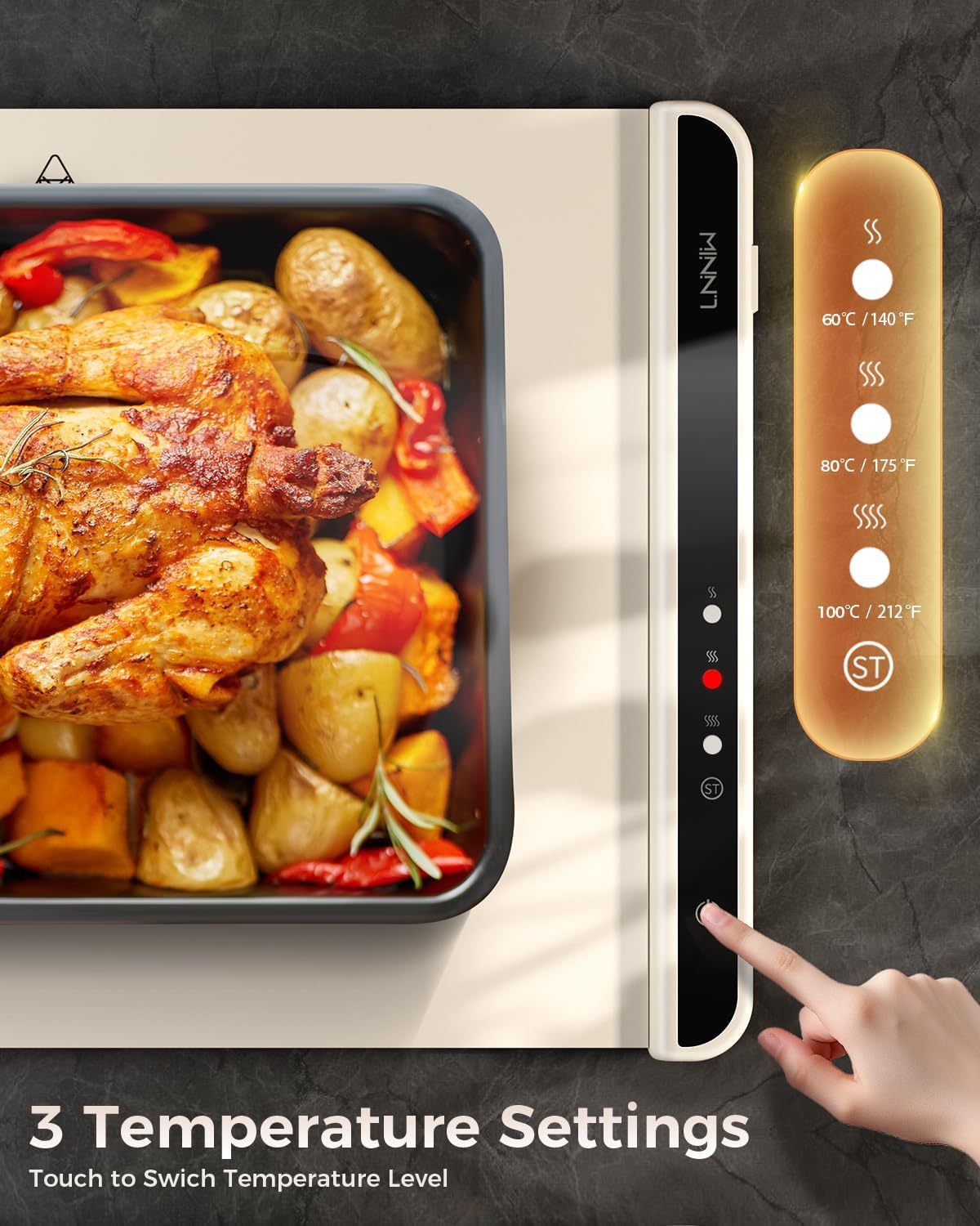 Electric Warming Tray with 7 Adjustable Temperature