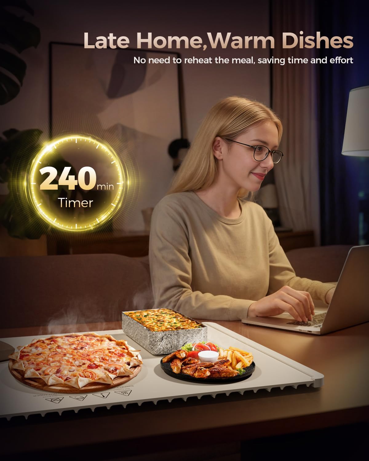 Electric Warming Tray with 7 Adjustable Temperature